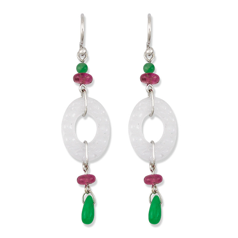 14K White Gold Icy White Jadeite Jade Drop Earrings | UPC #378636