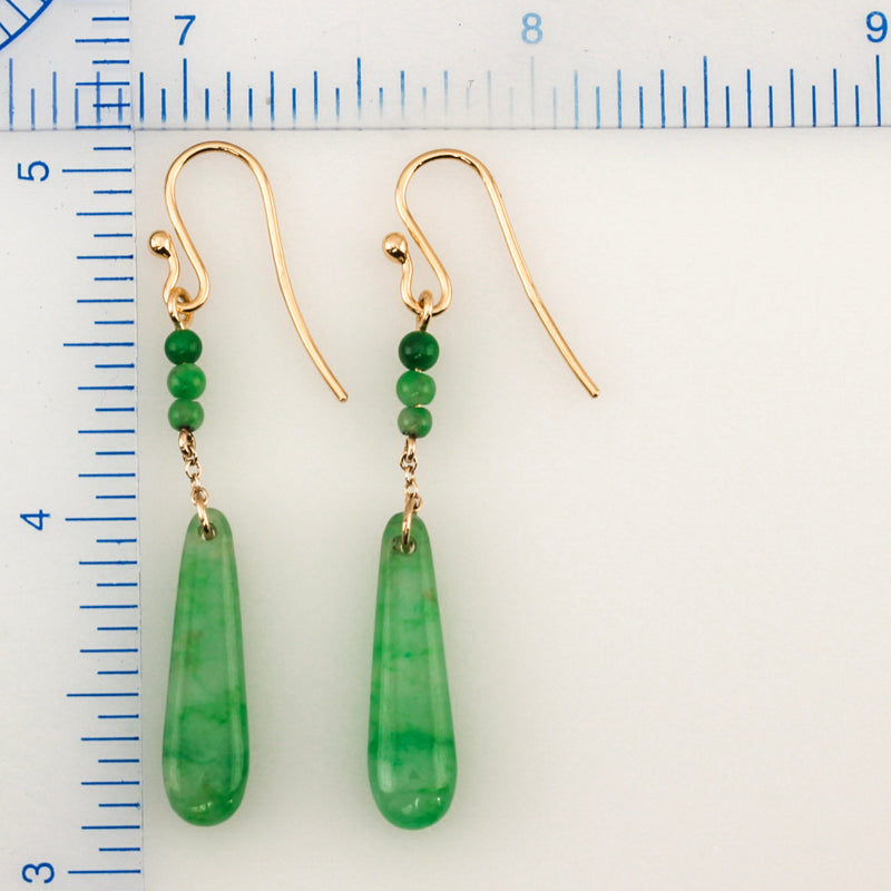 Green Jade Earrings | Natural Jadeite Jade Jewelry in 18K Yellow Gold | UPC #390645