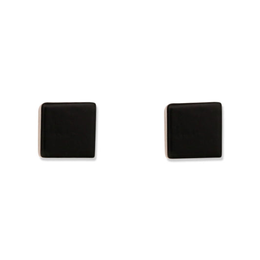 14K Yellow Gold Black Nephrite Cube Jade Earrings | UPC #395763