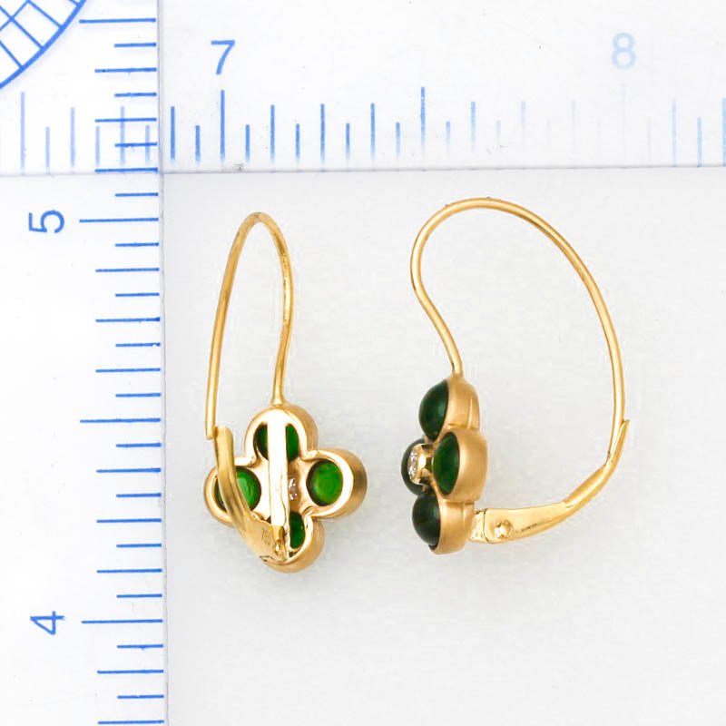 18K Yellow Gold Green Jadeite Jade and Diamond Earrings | UPC #396227