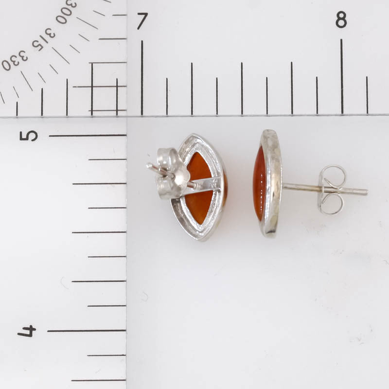 Red Jadeite Jade 14k Yellow Gold Marquise Stud Earring | UPC #404984