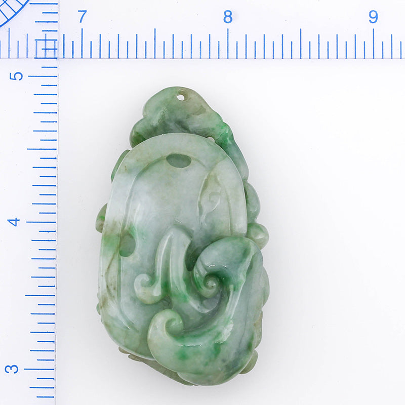 Green Jadeite Jade Loose Carved Phoenix & Ling-Zhi | UPC #315228