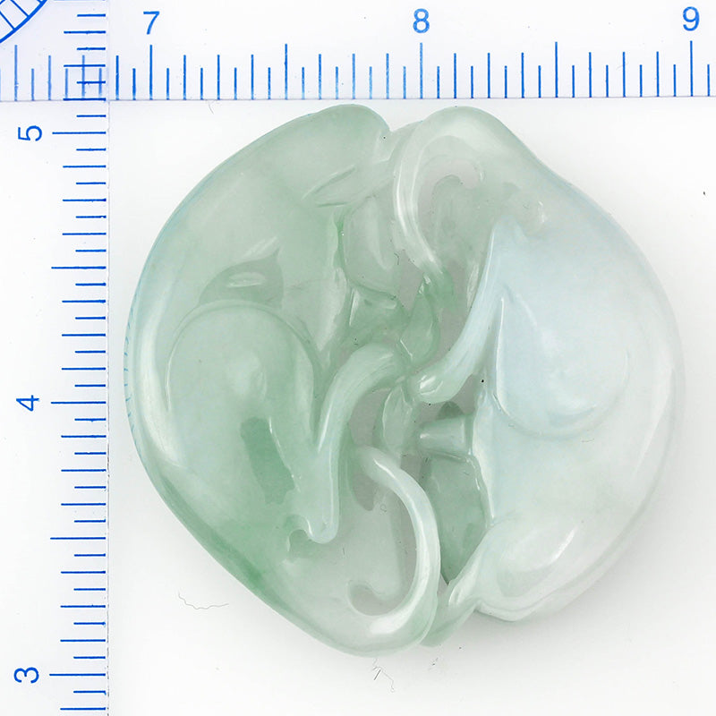 Loose Icy Green Jadeite Jade Double Rat Zodiac Carving | UPC #366534