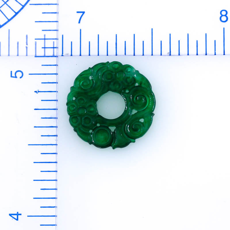 Green Jadeite Jade Carved Loose Pi Disc Pendant | Jade Donut | UPC #400719
