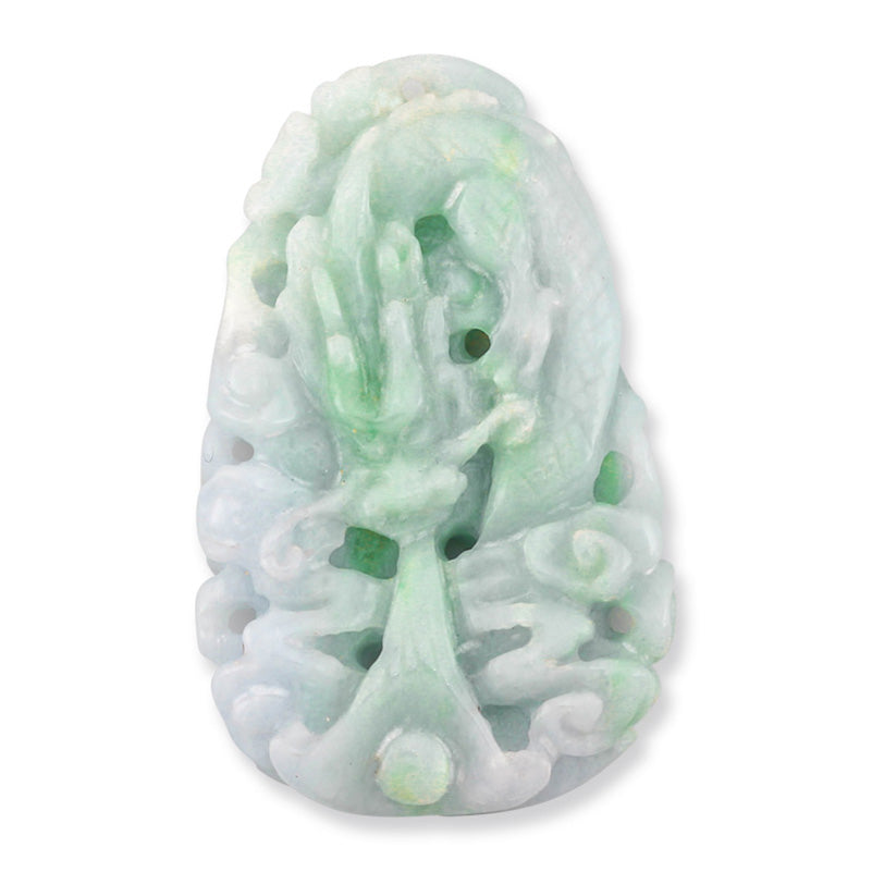 Green and Lavender Jadeite Jade Dragon Carving | UPC #389137