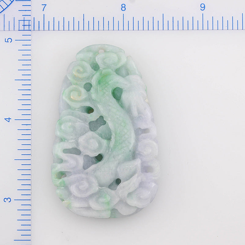 Green and Lavender Jadeite Jade Dragon Carving | UPC #389137