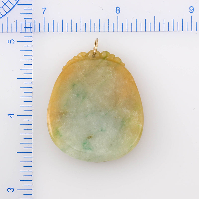 Yellow Jadeite Jade Dragon Carving in 14K Yellow Gold | UPC #321274