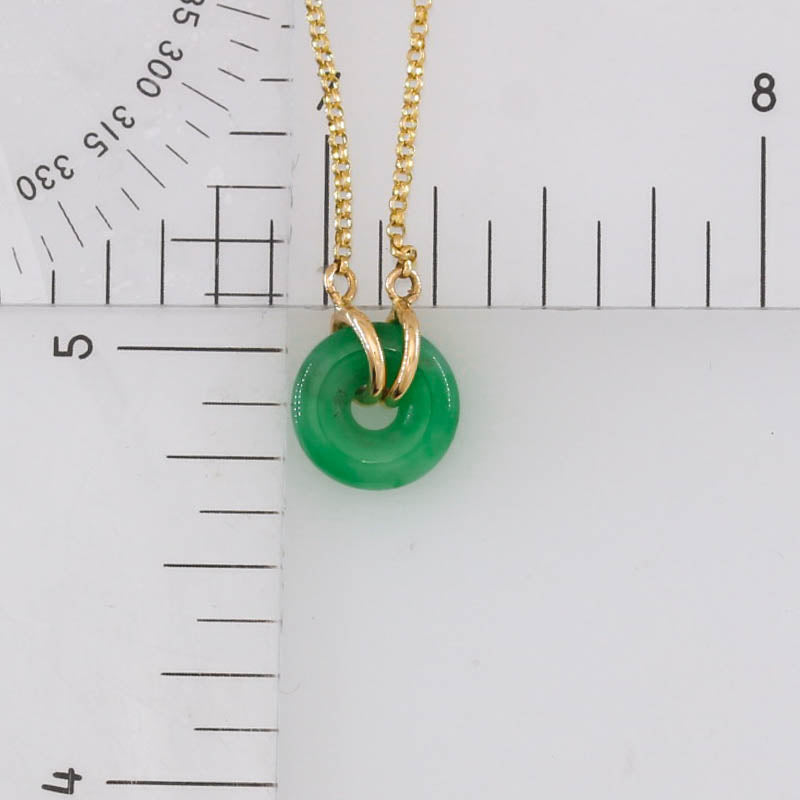 Green Jadeite Jade Circle 14K Yellow Gold Necklace | UPC #406629