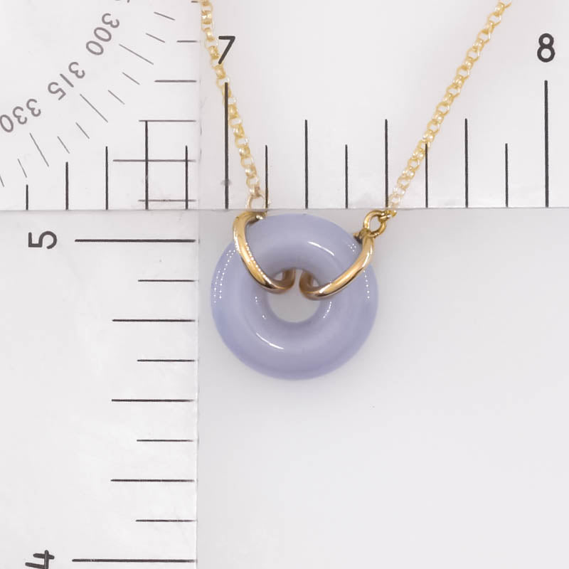 Lavender Jadeite Jade Circle 14K Yellow Gold Necklace | UPC #406605