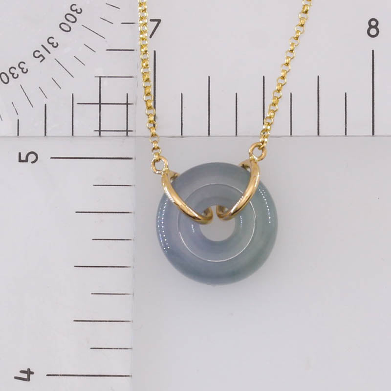 Lavender Jadeite Jade Circle 14K Yellow Gold Necklace | UPC #406599