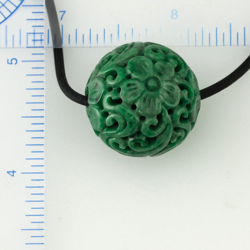 GREEN JADEITE JADE CARVED BEAD NECKLACE UPC #389175