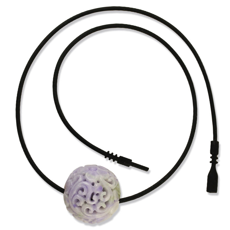 Lavender Jadeite Jade Carving | Purple Jade Bead Necklace on Cord | UPC #389229