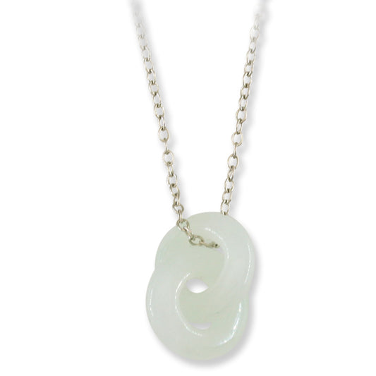 Ice Jadeite Jade Double Interlocking Rings in 18K White Gold Jewelry | UPC #392854