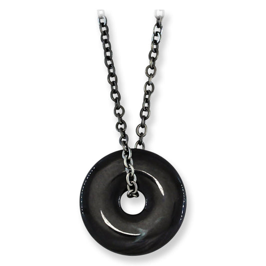 Guatemalan Black Jadeite Jade Necklace for Men and Women | Pi Disc on Chain | UPC #399600