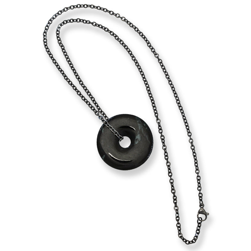 Guatemalan Black Jadeite Jade Necklace for Men and Women | Pi Disc on Chain | UPC #399594