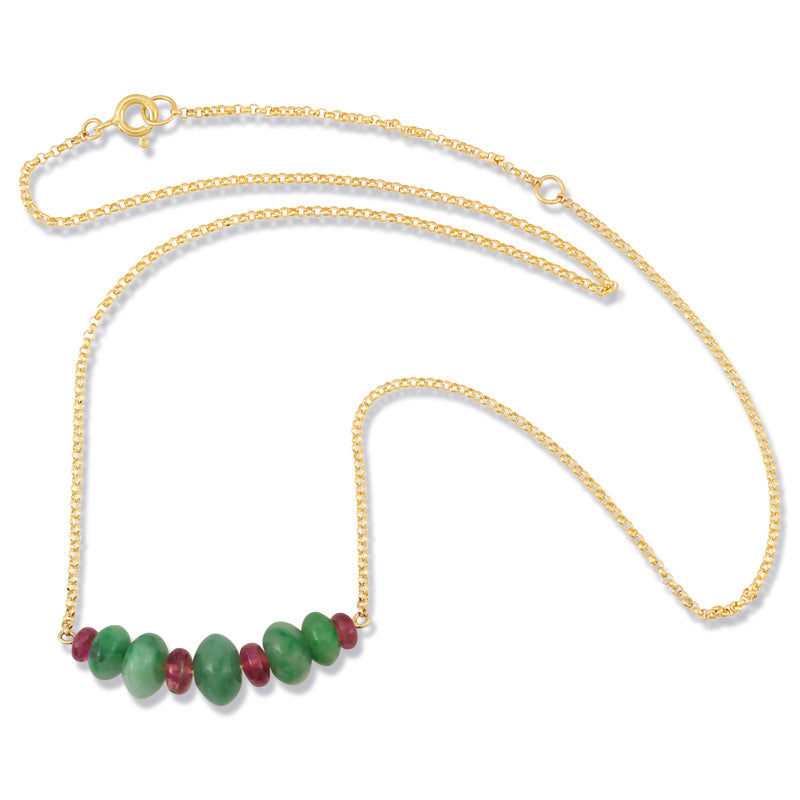 14K YELLOW GOLD GREEN JADEITE JADE ABACUS BEAD NECKLACE UPC #380363