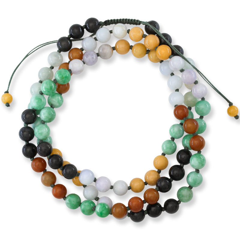 Rainbow Jadeite Jade Adjustable Bead Necklace | UPC #396760