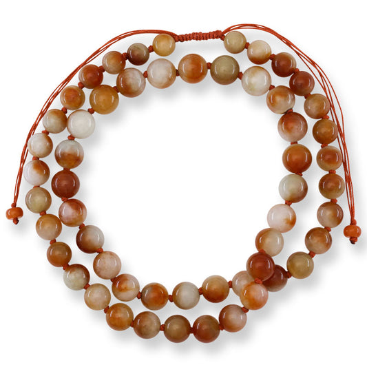 Red Jadeite Jade Adjustable Bead Necklace | UPC #397507