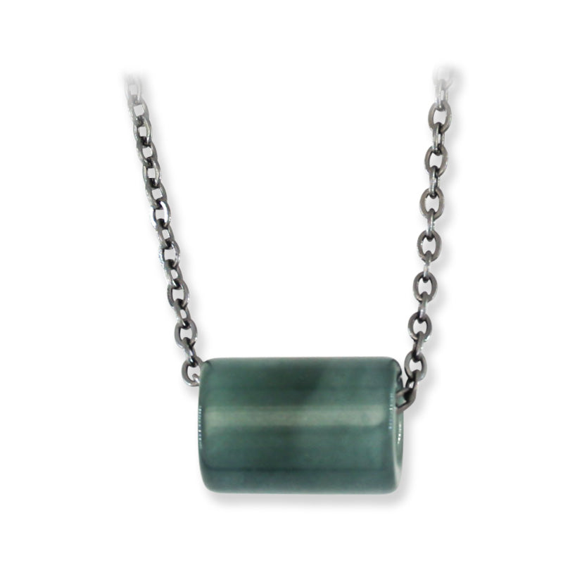 Blue Green Guatemalan Jadeite Jade Tubular Slide Necklace