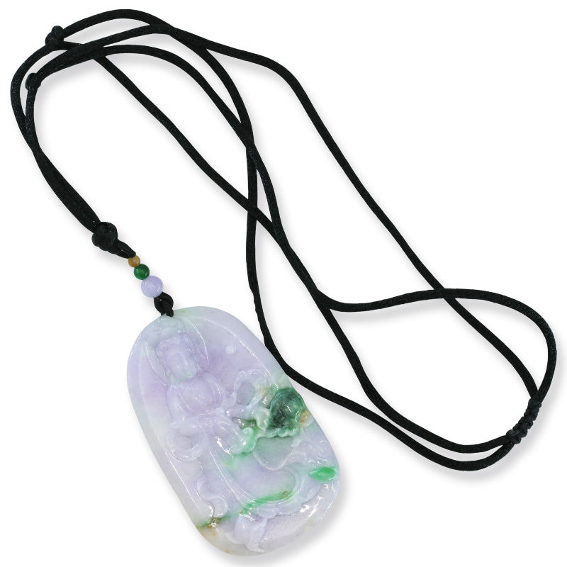 Lavender Jadeite Jade Guanyin Carving Necklace | UPC #393288