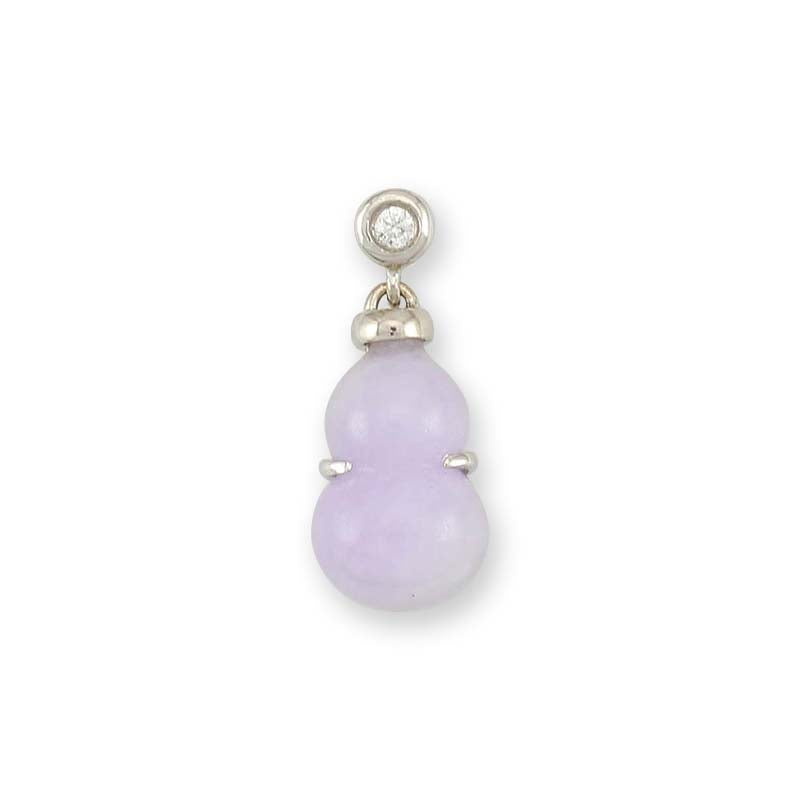 18K WHITE GOLD LAVENDER JADEITE JADE 'HULU' GOURD PENDANT UPC #345522