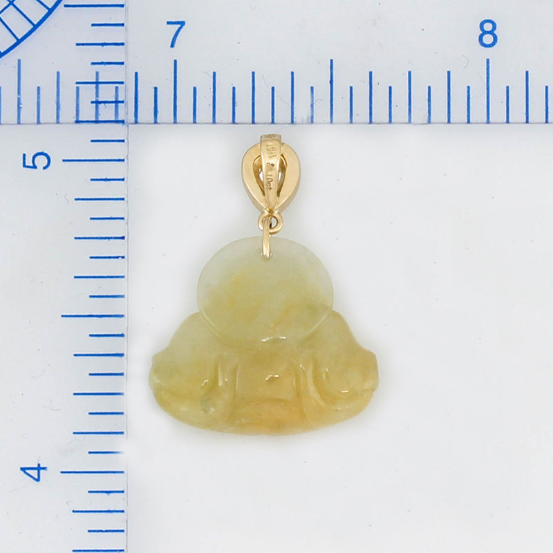 18K YELLOW GOLD YELLOW JADEITE JADE BUDDHA PENDANT UPC #354326
