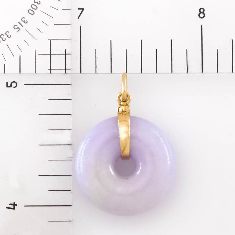 Lavender Jadeite Jade Pi Disc 14K Yellow Gold Pendant | UPC #405905