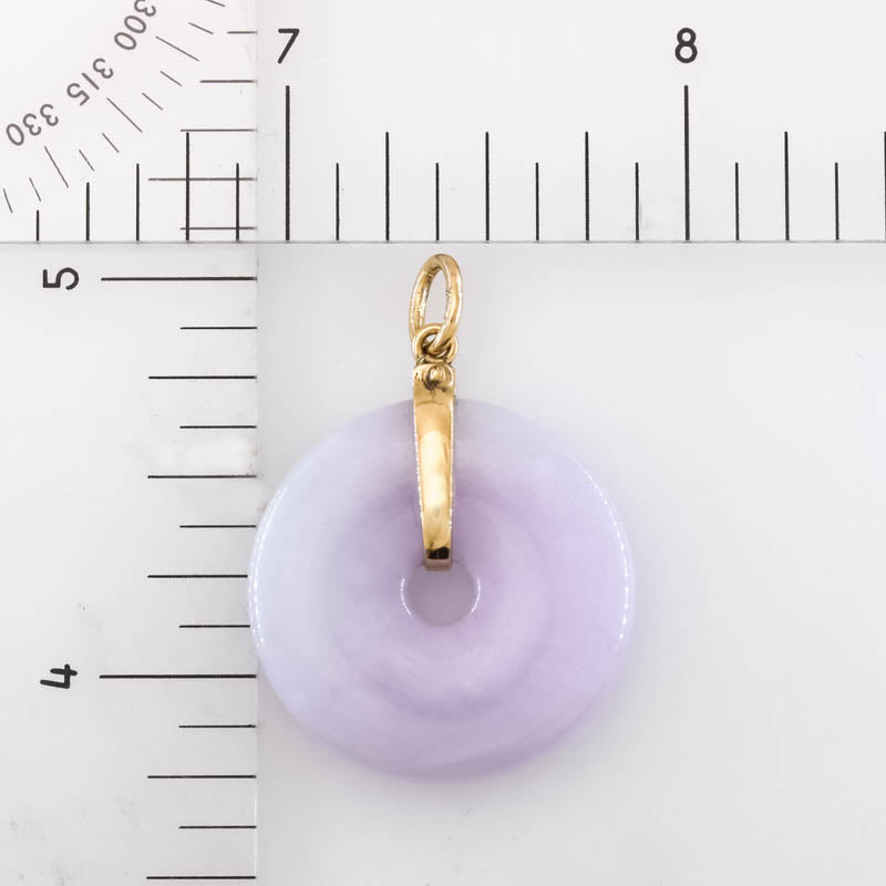 Lavender Jadeite Jade Pi Disc 14K Yellow Gold Pendant | UPC #405899