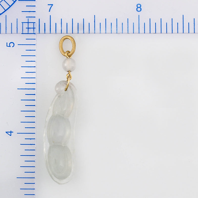 18K YELLOW GOLD ICE JADEITE JADE PEA POD PENDANT UPC #362314