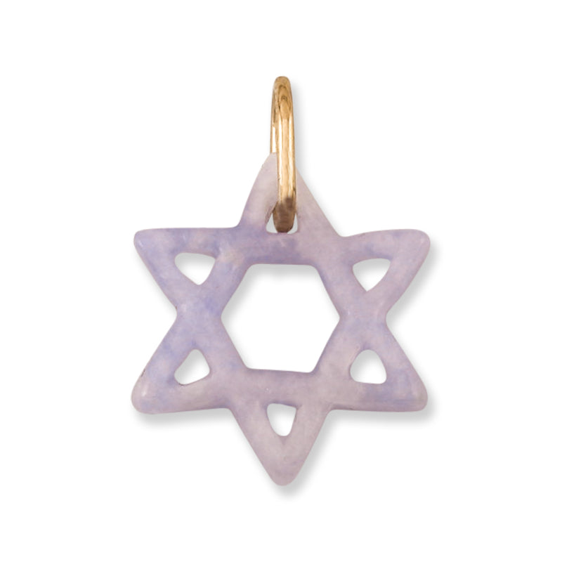 14K YELLOW GOLD LAVENDER JADEITE JADE STAR OF DAVID PENDANT UPC