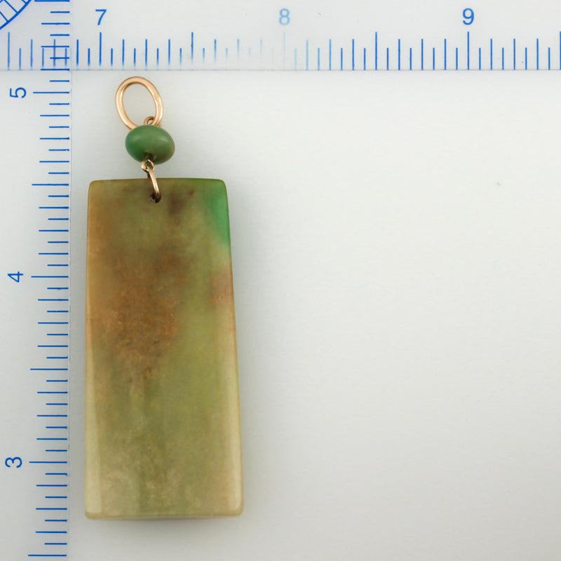 14K YELLOW GOLD GREEN & YELLOW JADEITE JADE PENDANT UPC #387324