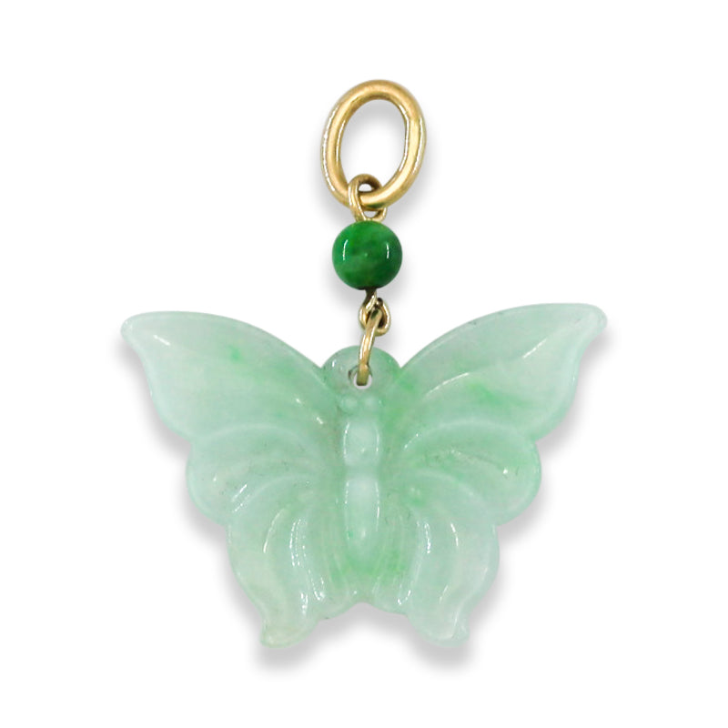 Green Jadeite Jade Butterfly 14k Yellow Gold Pendant | UPC #391796