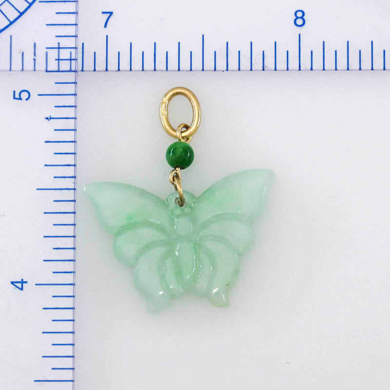 Green Jadeite Jade Butterfly 14k Yellow Gold Pendant | UPC #391796
