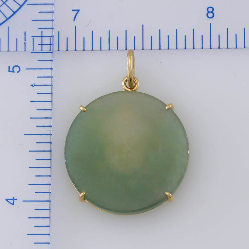 14K Yellow Gold Translucent Jadeite Jade Guanyin Carved Pendant | UPC #391154