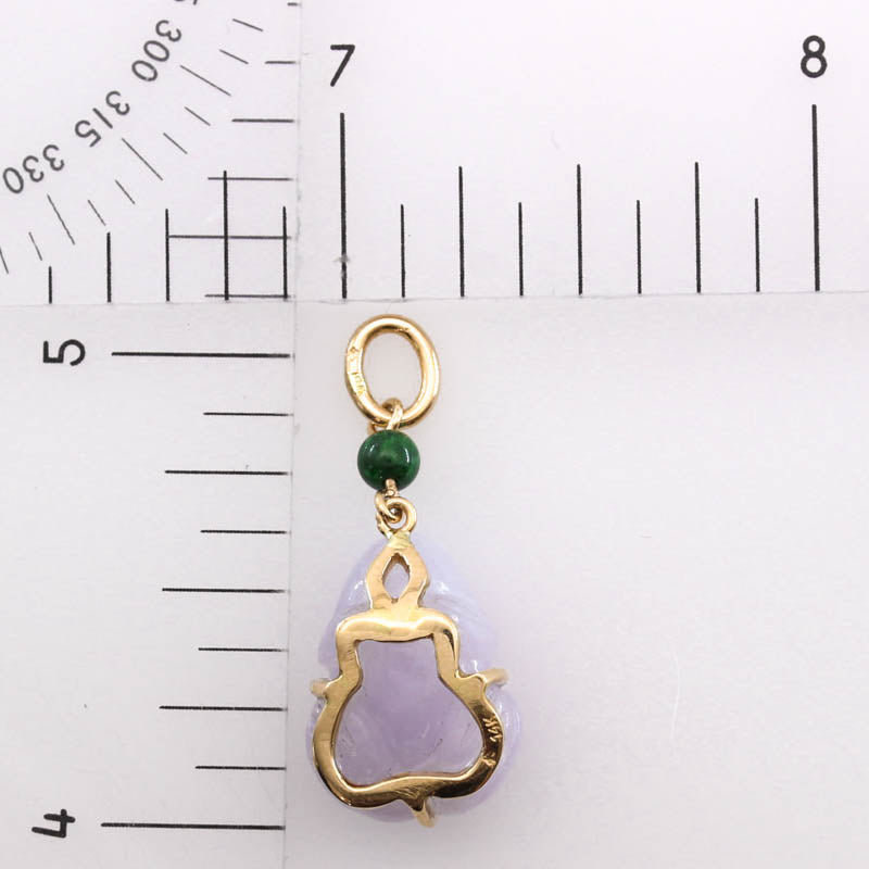Lavender Jadeite Jade Carved Frog 14K Yellow Gold | Jade Frog Pendant | UPC #406568