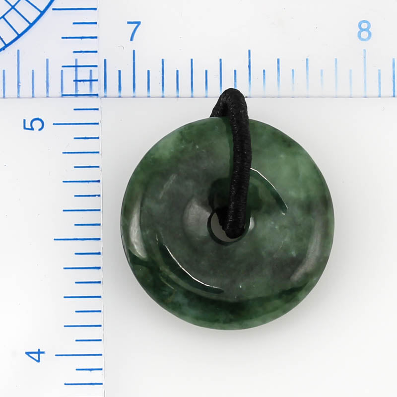 Dark Green Jadeite Jade Disc Pendant on Cord Bail | UPC #379527