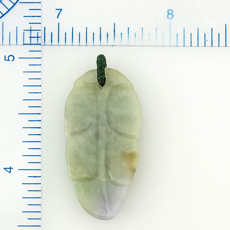 Lavender and Green Jadeite Jade Carving Leaf Pendant | UPC #380561