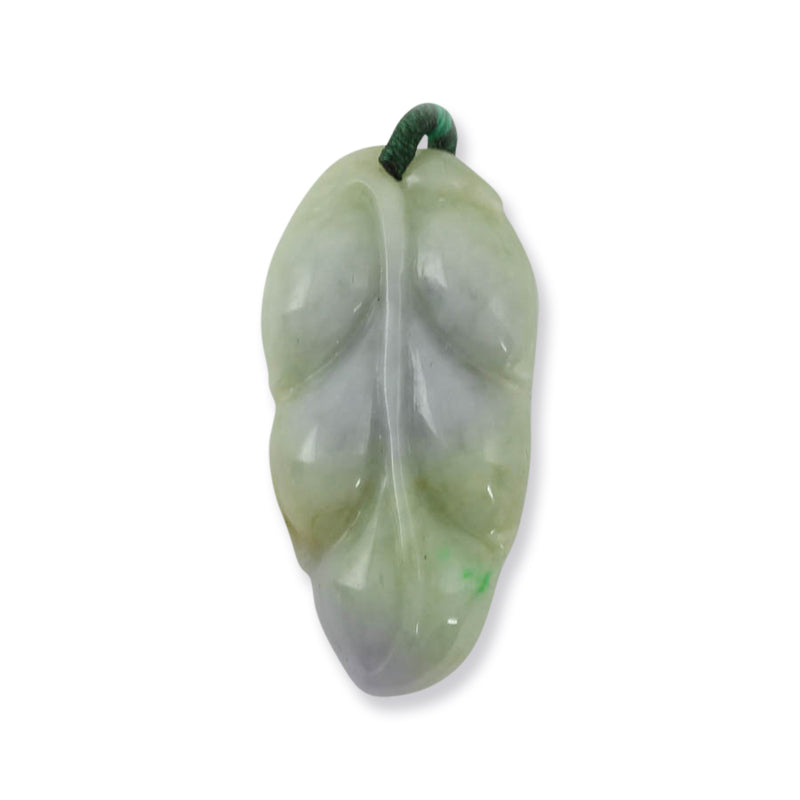 Lavender and Green Jadeite Jade Carving Leaf Pendant | UPC #380561