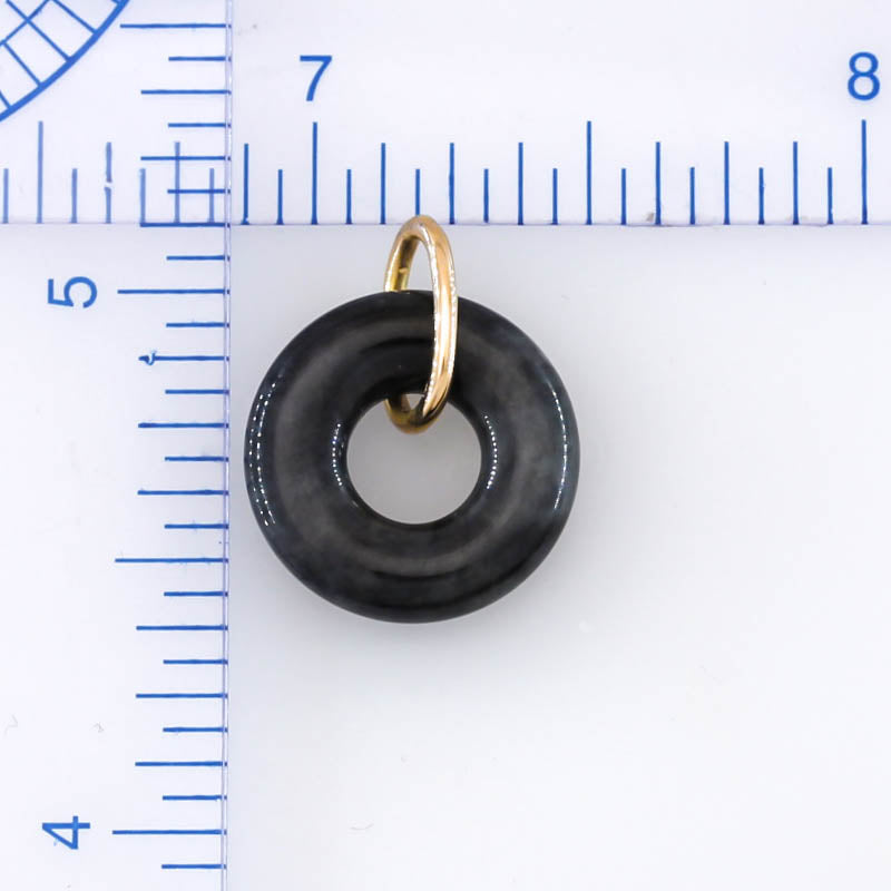 14K yellow gold grey jade pendant jewelry for women