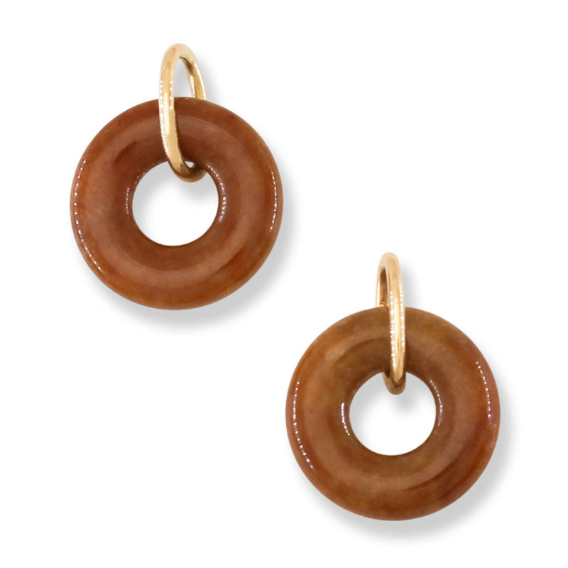 Red Jadeite Jade Open Circle 14k Yellow Gold Pendant | UPC #400153