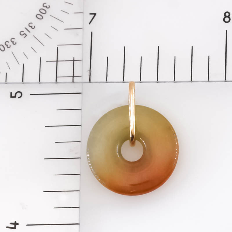 Red Jadeite Jade Pi Disc 14K Yellow Gold Pendant | UPC #406483