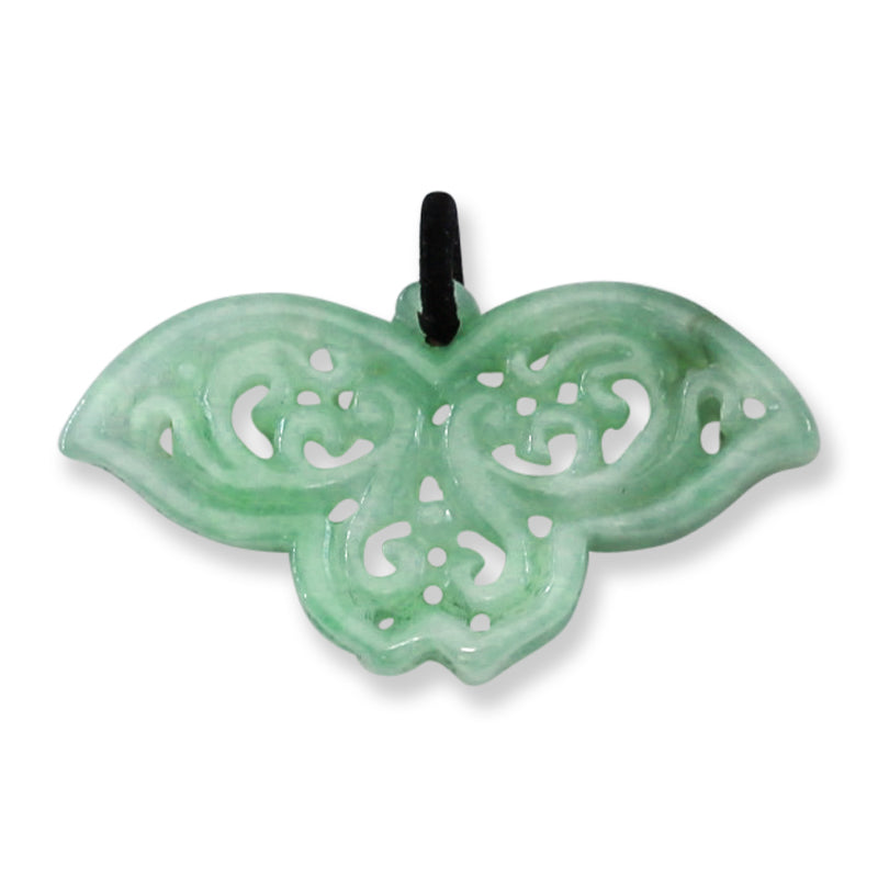 Green Jadeite Jade Carved Butterfly Hollow Pendant | UPC #394339