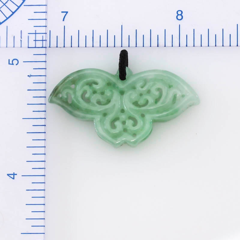 Green Jadeite Jade Carved Butterfly Hollow Pendant | UPC #394339