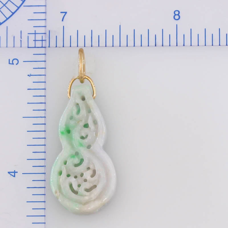 Green Jadeite Jade Carved 14K Yellow Gold Pendant | UPC # 394414