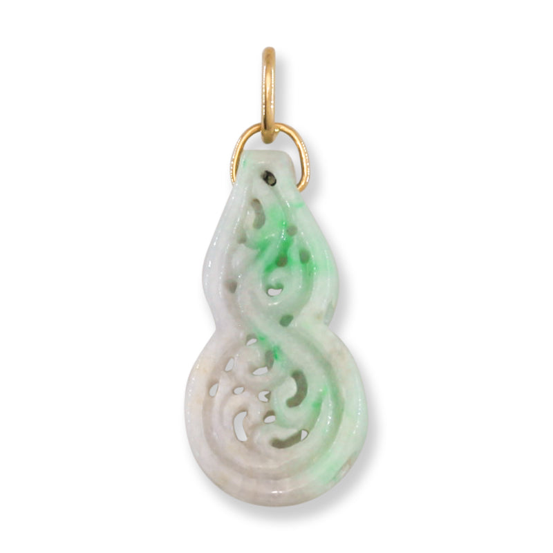 Green Jadeite Jade Carved 14K Yellow Gold Pendant | UPC # 394414