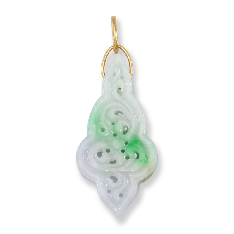 Green Jadeite Jade Carved 14K Yellow Gold Pendant | UPC # 394414
