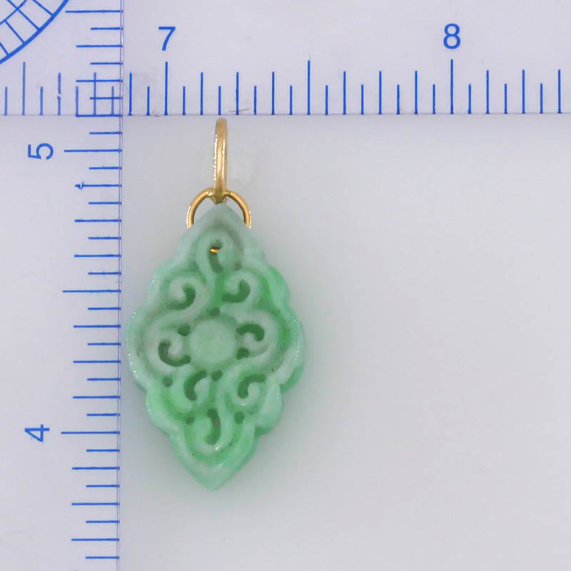 Green Jadeite Jade Carved 14K Yellow Gold Pendant | UPC #394407