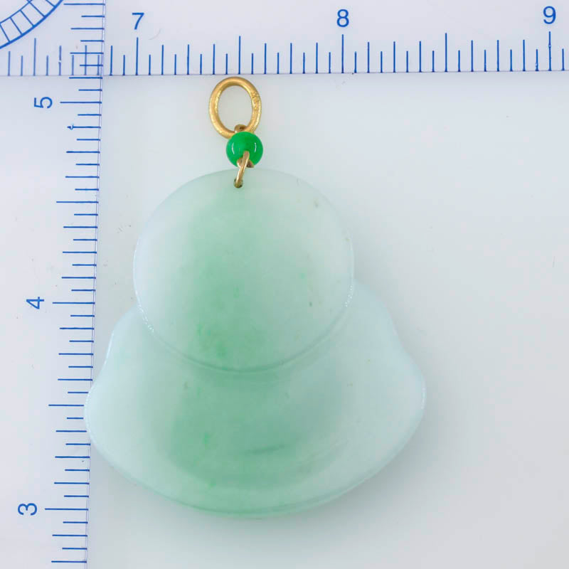 18K Yellow Gold Green Jadeite Jade Carved Buddha Pendant for Women and Men | UPC #395541