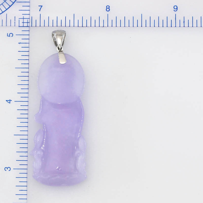 Lavender Jadeite Jade 18K White Gold Estate Pendant UPC #396685