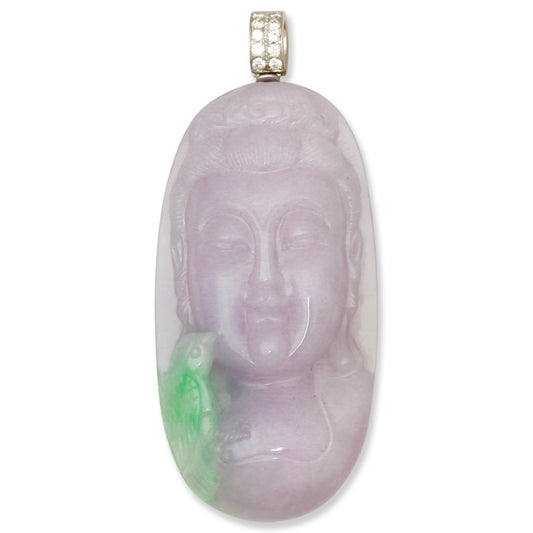 Lavender Jadeite Jade 18k White Gold Estate Pendant UPC #397903